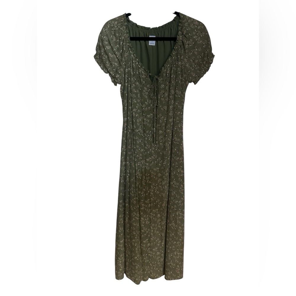 Olive Green Floral Maxi Dress